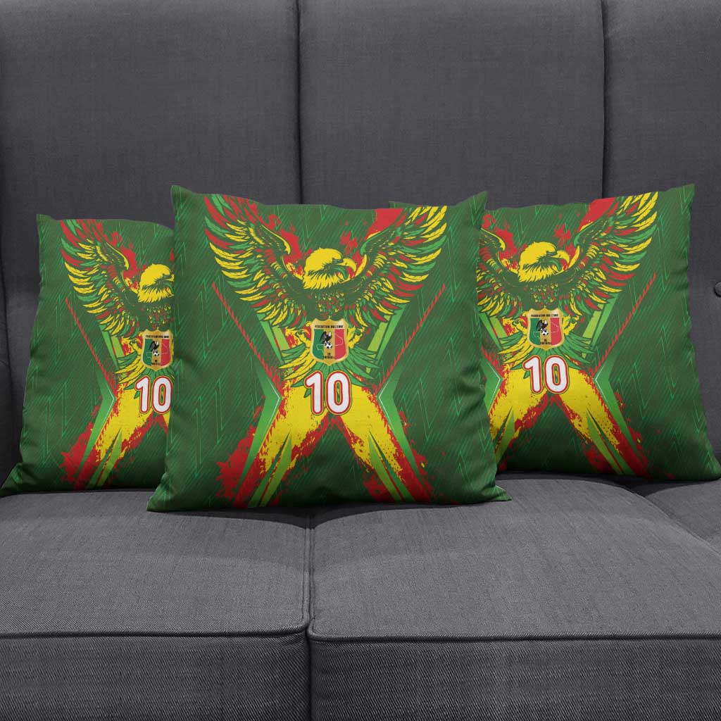Custom Mali National Football Pillow Cover Grunge Les Aigles Sporty Style - African Pride