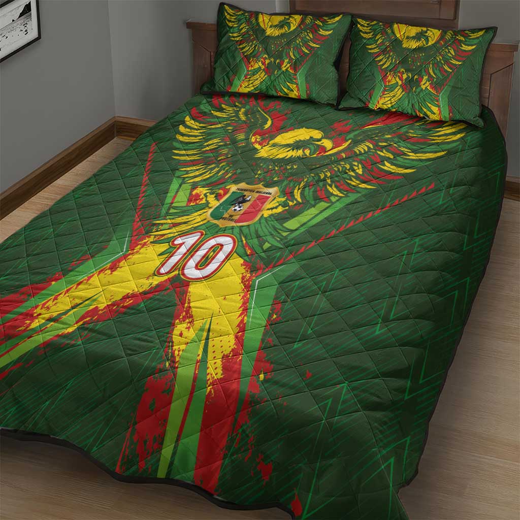 Custom Mali National Football Quilt Bed Set Grunge Les Aigles Sporty Style - African Pride