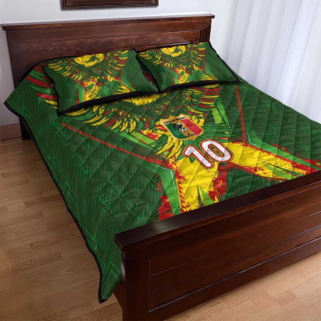 Custom Mali National Football Quilt Bed Set Grunge Les Aigles Sporty Style - African Pride