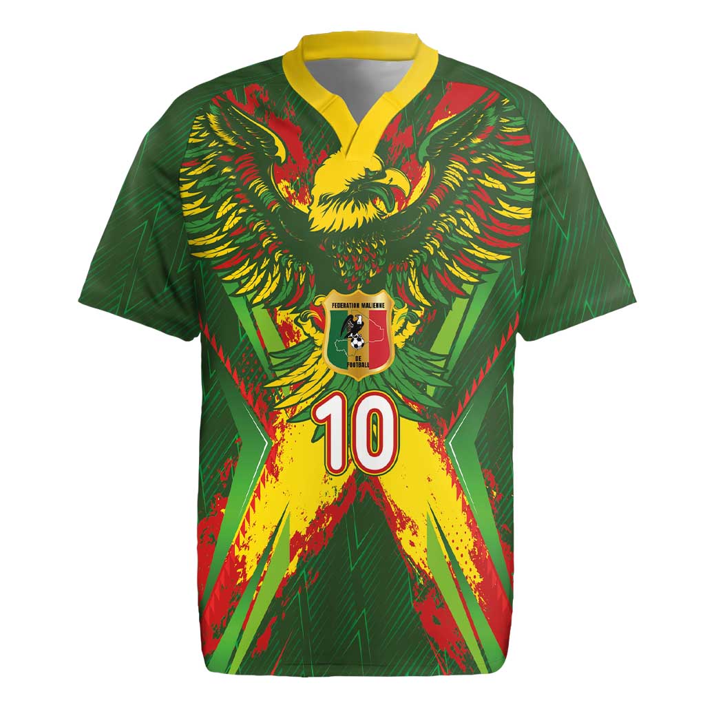 Custom Mali National Football Rugby Jersey Grunge Les Aigles Sporty Style - African Pride