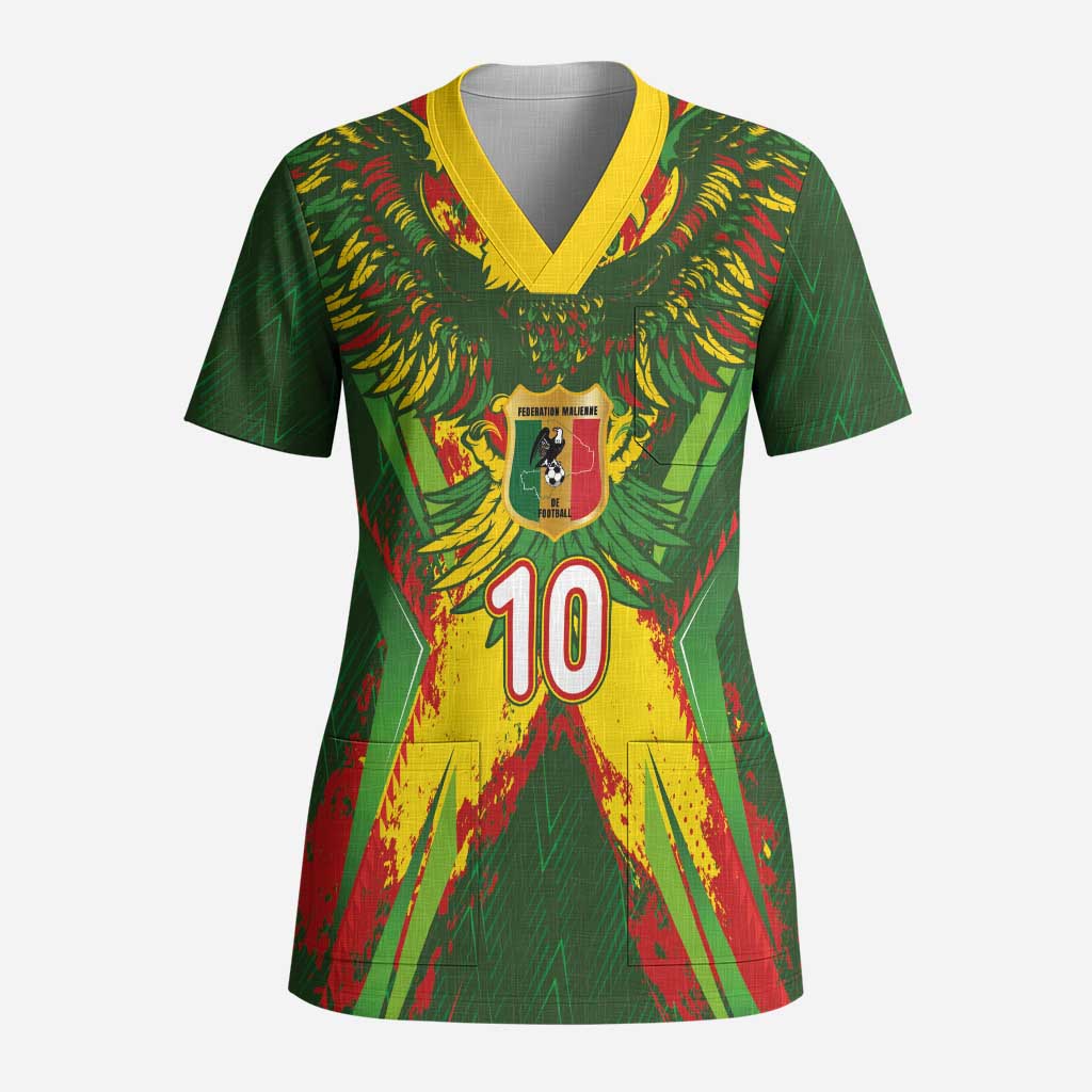 Custom Mali National Football Scrub Top Grunge Les Aigles Sporty Style - African Pride