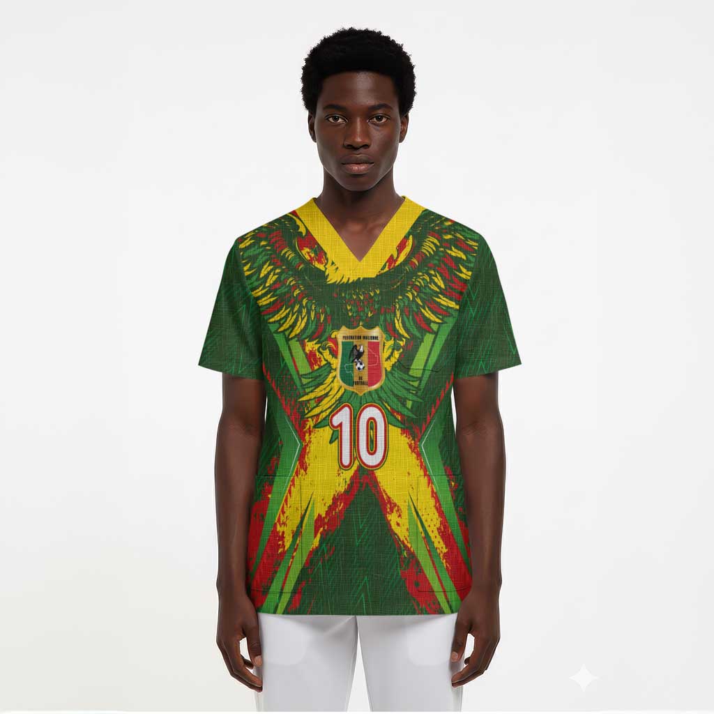Custom Mali National Football Scrub Top Grunge Les Aigles Sporty Style - African Pride