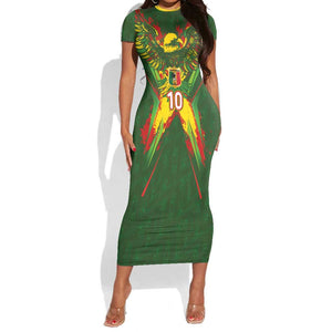 Custom Mali National Football Short Sleeve Bodycon Dress Grunge Les Aigles Sporty Style - African Pride