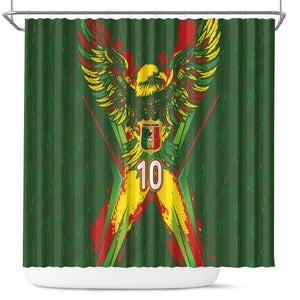 Custom Mali National Football Shower Curtain Grunge Les Aigles Sporty Style - African Pride