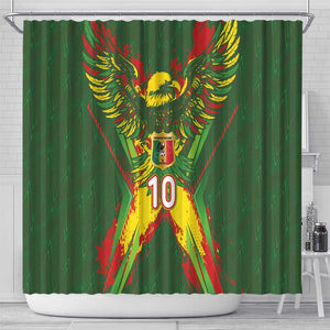 Custom Mali National Football Shower Curtain Grunge Les Aigles Sporty Style - African Pride