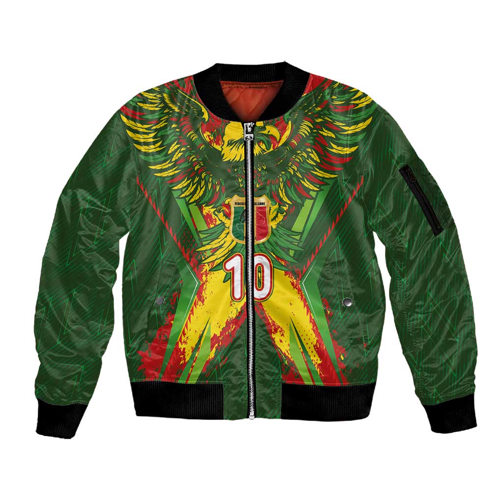 Custom Mali National Football Sleeve Zip Bomber Jacket Grunge Les Aigles Sporty Style - African Pride