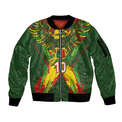 Custom Mali National Football Sleeve Zip Bomber Jacket Grunge Les Aigles Sporty Style - African Pride