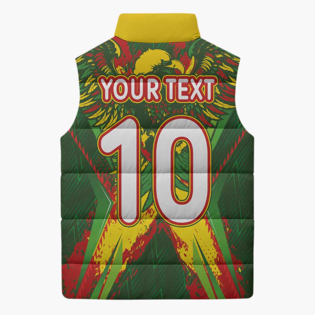 Custom Mali National Football Sleeveless Puffer Jacket Grunge Les Aigles Sporty Style - African Pride