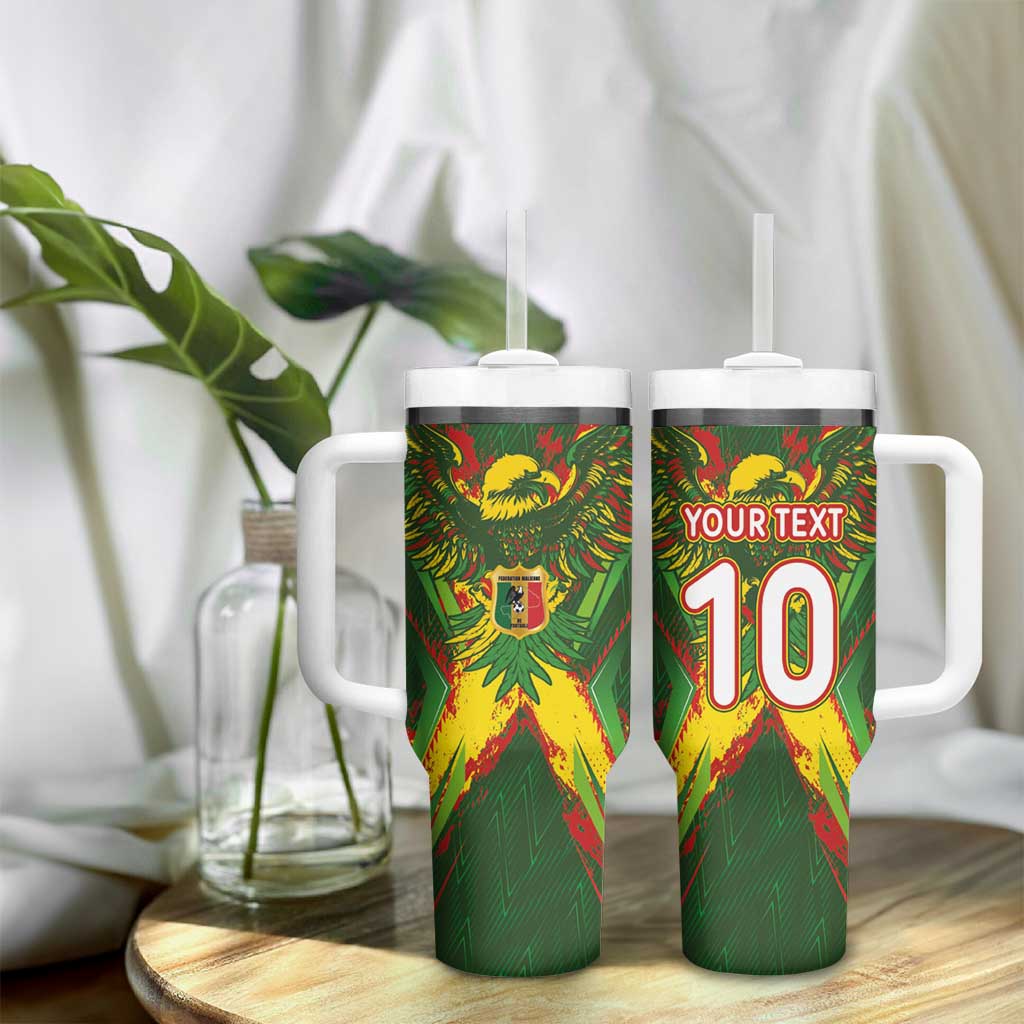 Custom Mali National Football Tumbler With Handle Grunge Les Aigles Sporty Style - African Pride