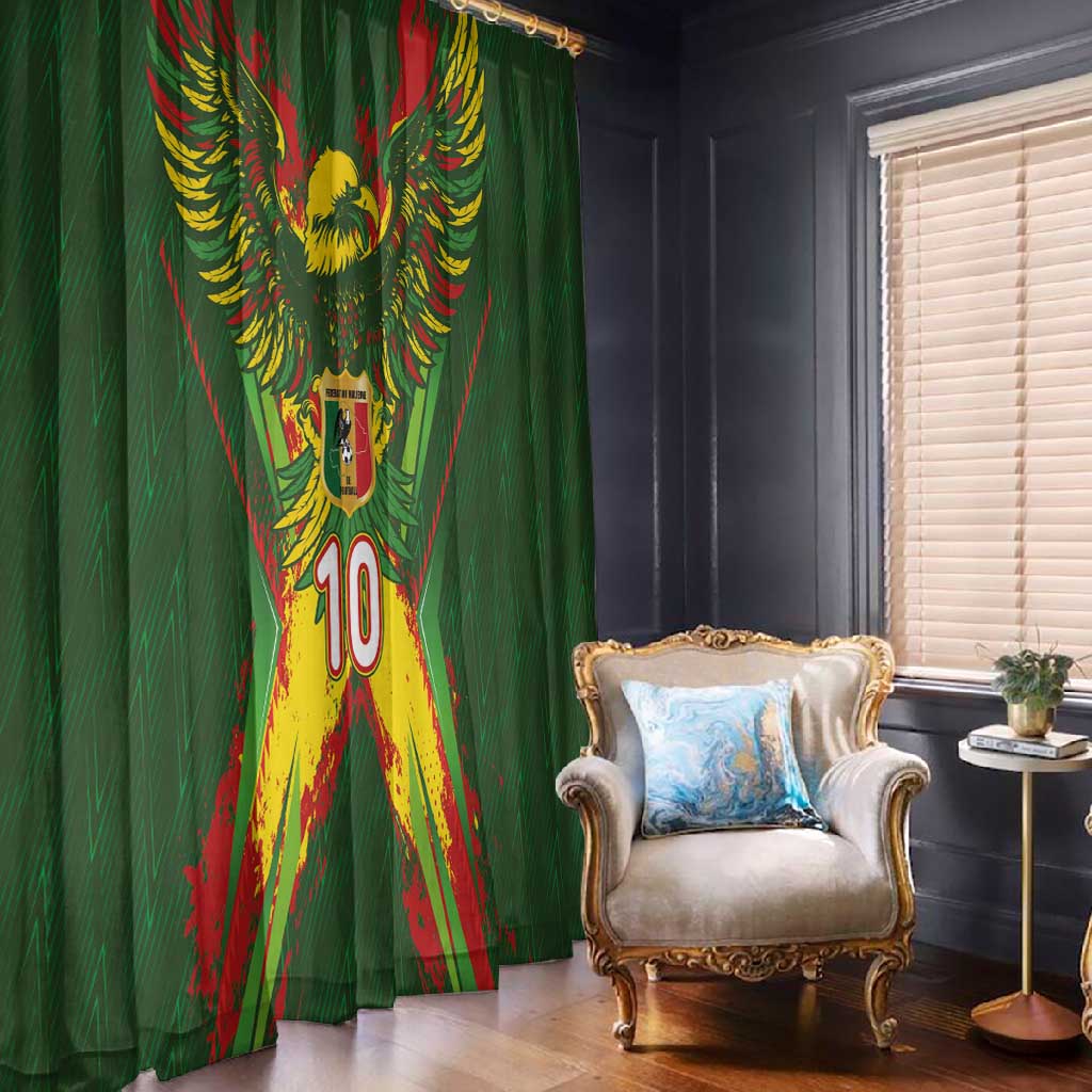 Custom Mali National Football Window Curtain Grunge Les Aigles Sporty Style - African Pride