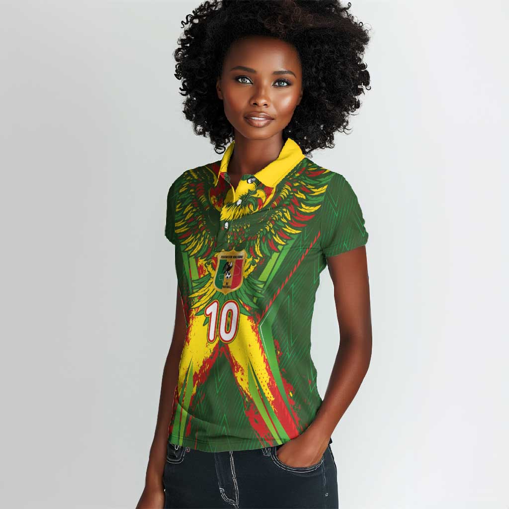 Custom Mali National Football Women Polo Shirt Grunge Les Aigles Sporty Style - African Pride