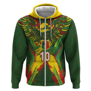 Custom Mali National Football Zip Hoodie Grunge Les Aigles Sporty Style - African Pride