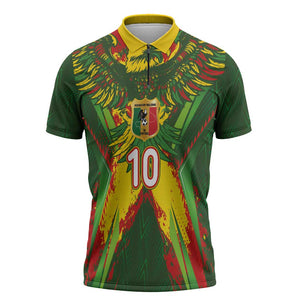 Custom Mali National Football Zipper Polo Shirt Grunge Les Aigles Sporty Style - African Pride