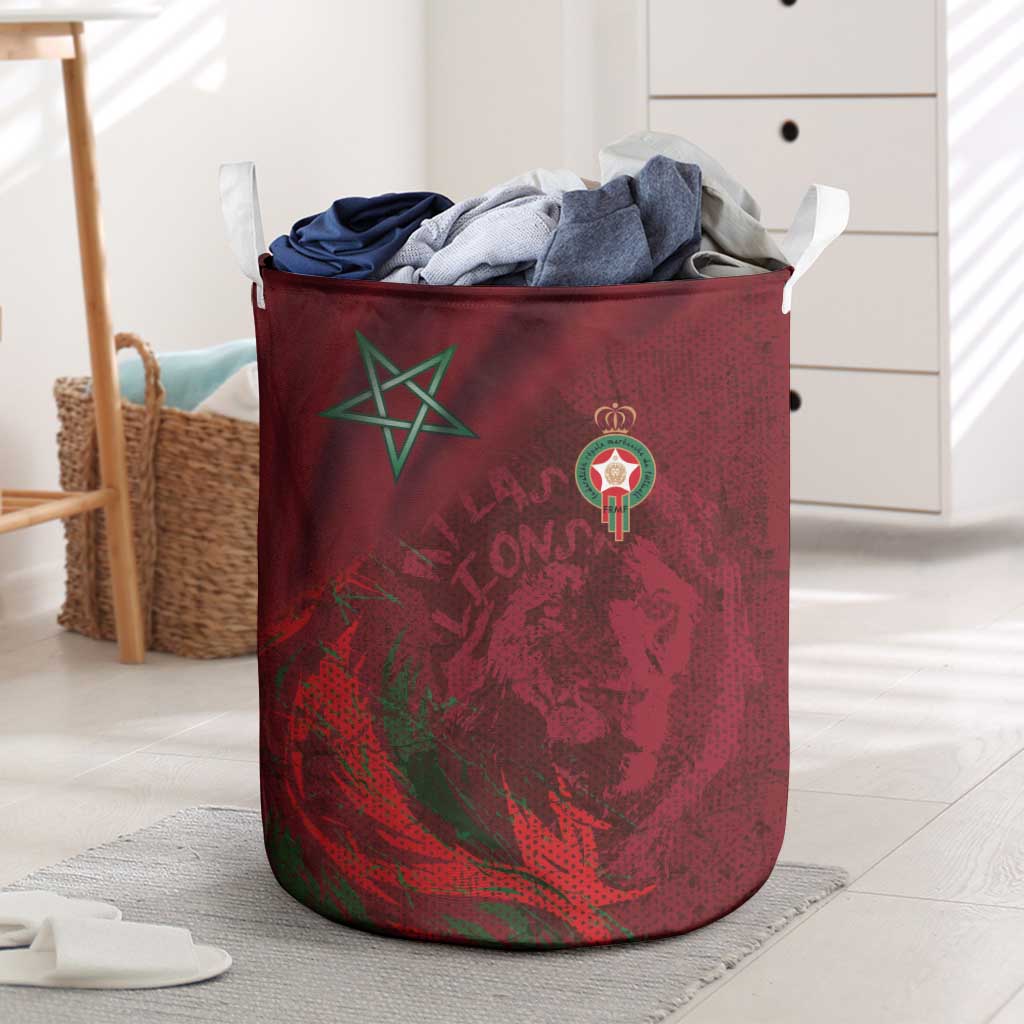 Morocco National Football Laundry Basket The Atlas Lions Grunge with National Flag - African Pride