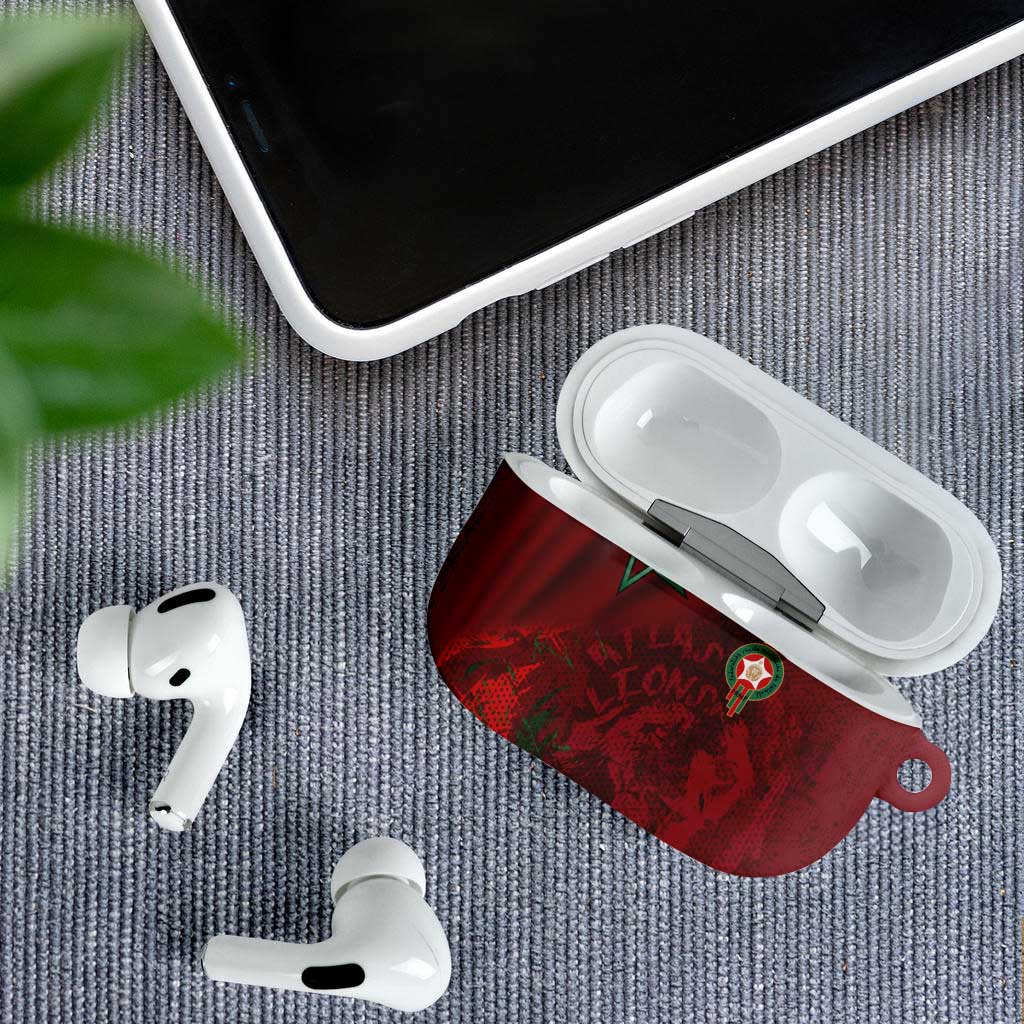 Morocco National Football AirPods Case The Atlas Lions Grunge with National Flag - African Pride
