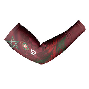 Custom Morocco National Football Arm Sleeves The Atlas Lions Grunge with National Flag - African Pride