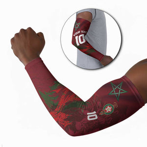 Custom Morocco National Football Arm Sleeves The Atlas Lions Grunge with National Flag - African Pride