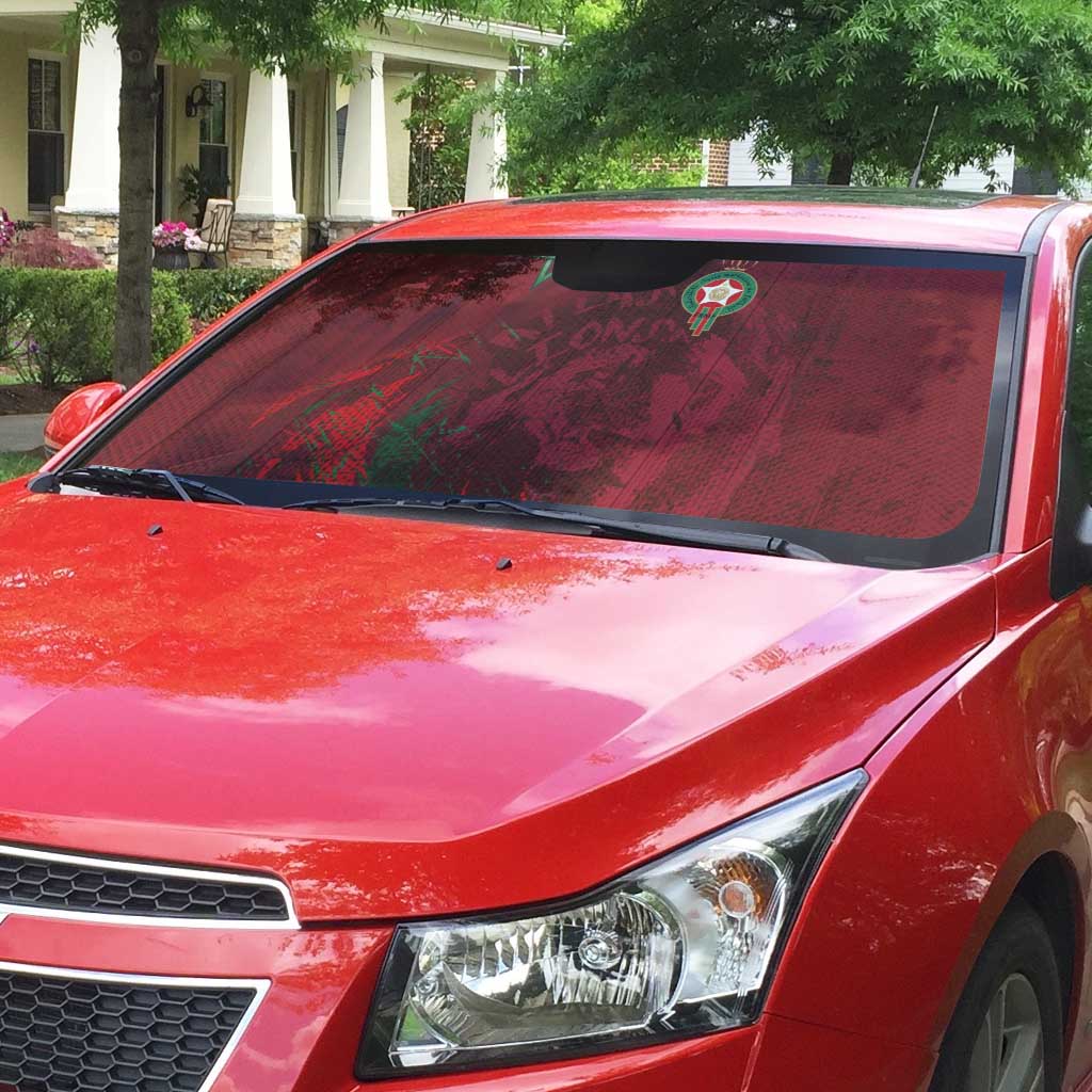 Morocco National Football Auto Sun Shade The Atlas Lions Grunge with National Flag - African Pride