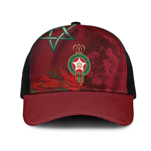 Morocco National Football Baseball Net Cap The Atlas Lions Grunge with National Flag - African Pride