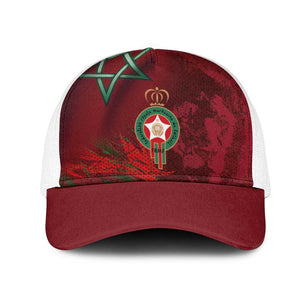 Morocco National Football Baseball Net Cap The Atlas Lions Grunge with National Flag - African Pride