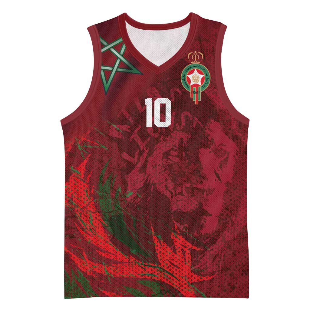 Custom Morocco National Football Basketball Jersey The Atlas Lions Grunge with National Flag - African Pride
