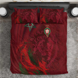 Morocco National Football Bedding Set The Atlas Lions Grunge with National Flag - African Pride