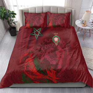 Morocco National Football Bedding Set The Atlas Lions Grunge with National Flag - African Pride