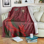 Morocco National Football Blanket The Atlas Lions Grunge with National Flag - African Pride