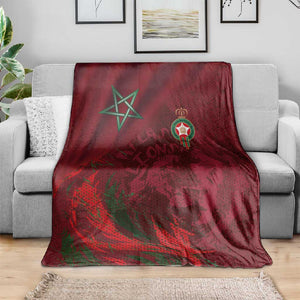 Morocco National Football Blanket The Atlas Lions Grunge with National Flag - African Pride