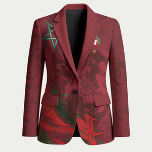 Custom Morocco National Football Blazer The Atlas Lions Grunge with National Flag - African Pride