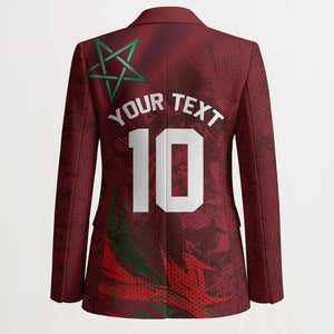 Custom Morocco National Football Blazer The Atlas Lions Grunge with National Flag - African Pride