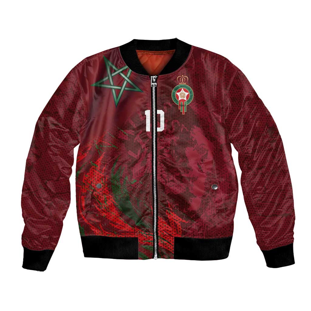 Custom Morocco National Football Bomber Jacket The Atlas Lions Grunge with National Flag - African Pride