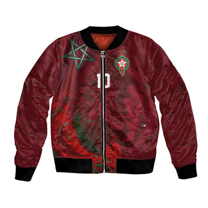Custom Morocco National Football Bomber Jacket The Atlas Lions Grunge with National Flag - African Pride
