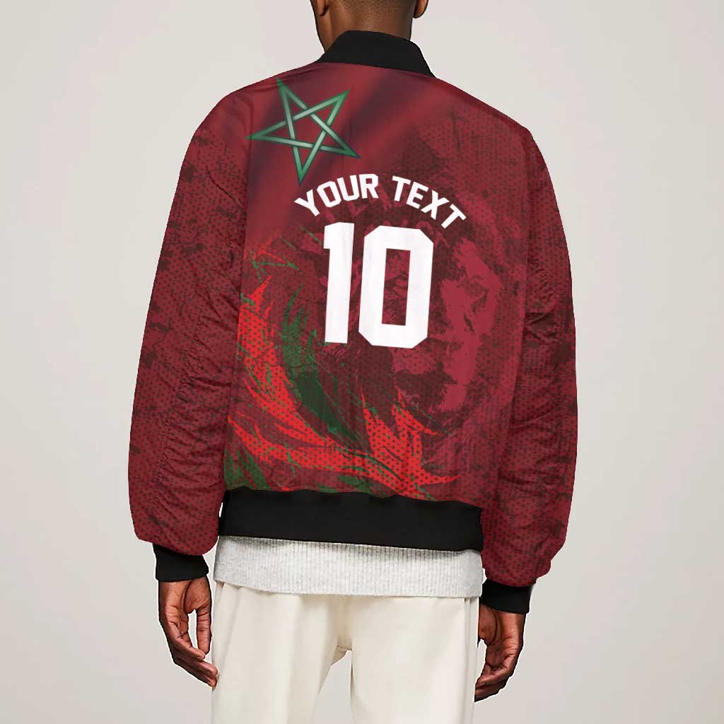 Custom Morocco National Football Bomber Jacket The Atlas Lions Grunge with National Flag - African Pride