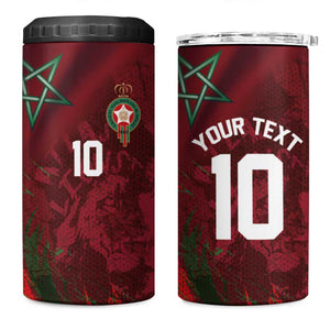 Custom Morocco National Football 4 in 1 Can Cooler Tumbler The Atlas Lions Grunge with National Flag - African Pride