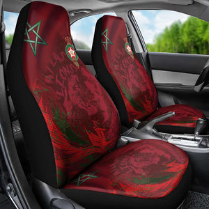 Morocco National Football Car Seat Cover The Atlas Lions Grunge with National Flag - African Pride