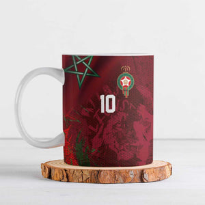 Custom Morocco National Football Ceramic Mug The Atlas Lions Grunge with National Flag - African Pride