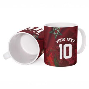 Custom Morocco National Football Ceramic Mug The Atlas Lions Grunge with National Flag - African Pride
