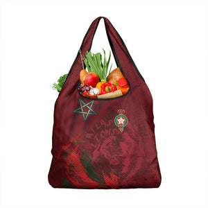 Morocco National Football Grocery Bag The Atlas Lions Grunge with National Flag - African Pride