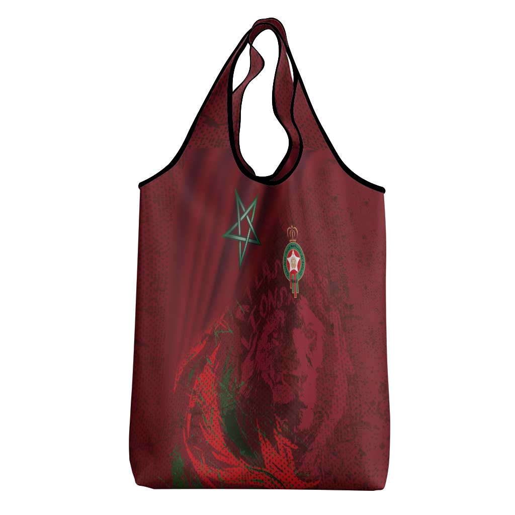 Morocco National Football Grocery Bag The Atlas Lions Grunge with National Flag - African Pride