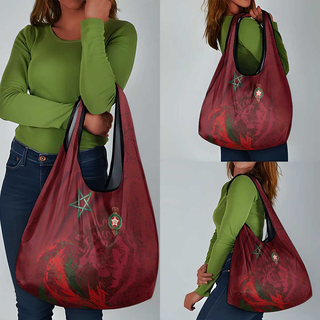 Morocco National Football Grocery Bag The Atlas Lions Grunge with National Flag - African Pride