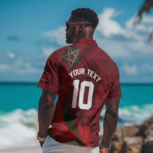 Custom Morocco National Football Hawaiian Shirt The Atlas Lions Grunge with National Flag - African Pride