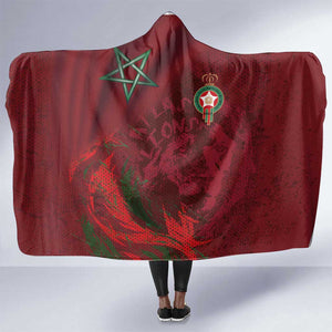 Morocco National Football Hooded Blanket The Atlas Lions Grunge with National Flag - African Pride