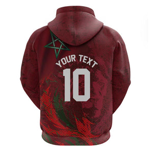 Custom Morocco National Football Hoodie The Atlas Lions Grunge with National Flag - African Pride