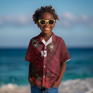 Custom Morocco National Football Kid Hawaiian Shirt The Atlas Lions Grunge with National Flag - African Pride