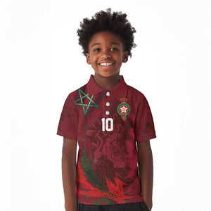 Custom Morocco National Football Kid Polo Shirt The Atlas Lions Grunge with National Flag - African Pride