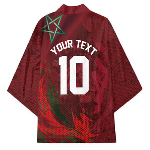Custom Morocco National Football Kimono The Atlas Lions Grunge with National Flag - African Pride