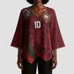 Custom Morocco National Football Kimono Sleeve Blouse The Atlas Lions Grunge with National Flag - African Pride