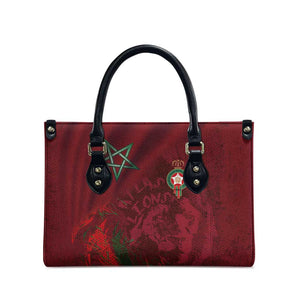 Morocco National Football Leather Bag The Atlas Lions Grunge with National Flag - African Pride