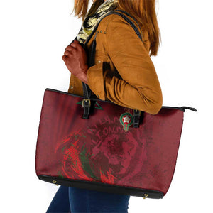 Morocco National Football Leather Tote Bag The Atlas Lions Grunge with National Flag - African Pride